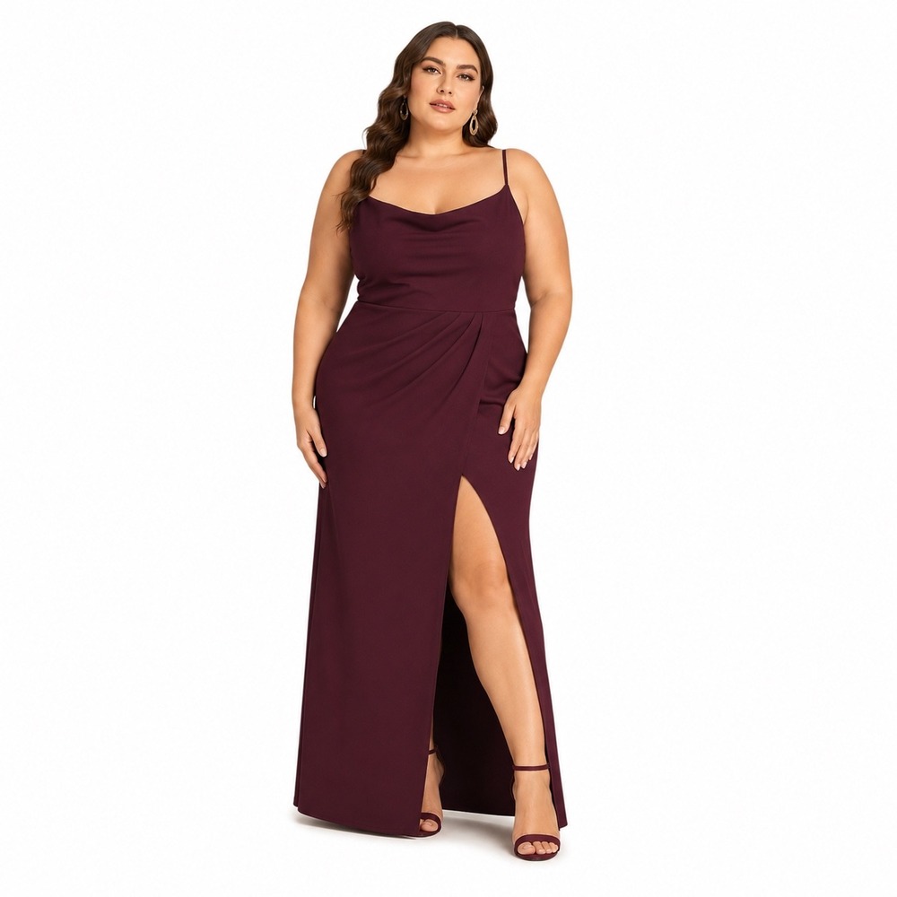 Sachin & Babi Paulina Crepe Gown Size 20W Deep Wine Plus Formal‎ Maxi Dress NWT